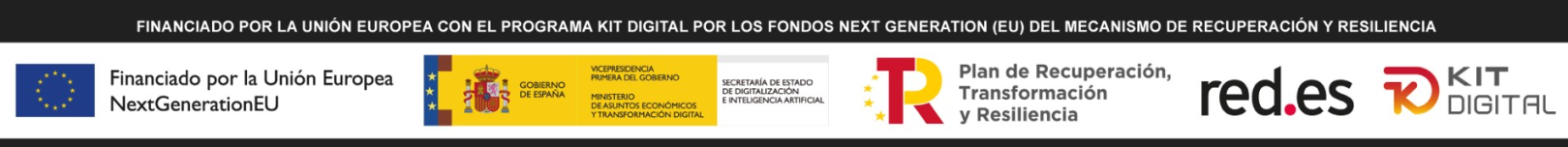 Logos de kit digital, Fondos nextgeneration, logo ministerio de asuntos económicos y transformación digital, red.es.